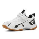 Ozefiad Boys Girls Badminton Shoes Kids Court Tennis Shoes Pickleball Racket Sneakers for Child Comfort Non Marking Anti-Slip Sport Squash Shoes (Little Kids/Big Kids) White Black