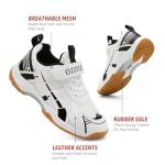 Ozefiad Boys Girls Badminton Shoes Kids Court Tennis Shoes Pickleball Racket Sneakers for Child Comfort Non Marking Anti-Slip Sport Squash Shoes (Little Kids/Big Kids) White Black