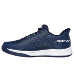 Skechers Men's Viper Court Reload Hands Free Slip-Ins Pickleball Sneaker, Navy/Yellow, 11 X-Wide
