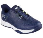 Skechers Men's Viper Court Reload Hands Free Slip-Ins Pickleball Sneaker, Navy/Yellow, 11 X-Wide