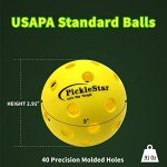 PickleStar LED Pickleball Balls - Next-Generation Glow & Perfectly Balanced Bounce for Advanced Players, Robust and Reliable, 4 Pack with Long-Life Batteries