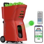 PP-Smart Pickleball Machine | Portable Automatic Ball Launcher for Practice & Training | Adjustable Speed & Spin | Remote Control | Rechargeable Battery | Indoor/Outdoor Use | Holds 80+ Balls (red)