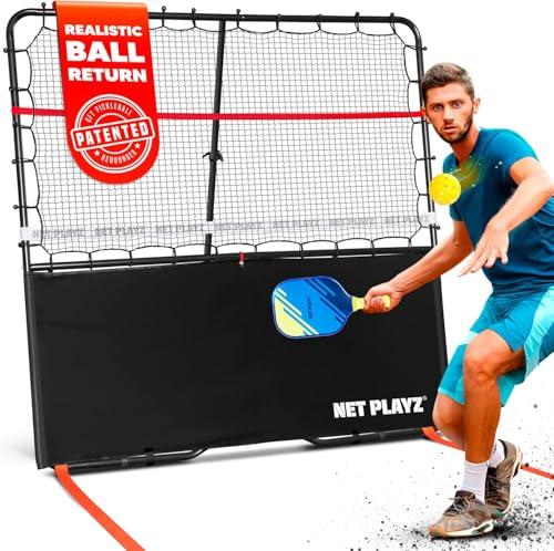 Pickleball-Specific Trainer Rebound Net,Perfect Your Forehands Backhands Dinks Volleys Accuracy Coordination Kitchen Control | Pickleball Training Equipment Aid - Adjustable Angle,Easy Setup & Storage