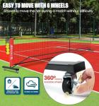 BAGAIL Portable Pickleball Net Set with Wheels, 22 FT Regulation Size & 11 FT Half Court Size 2-in-1 Pickle Ball Net with Ball Collector, Carry Bag, Easy Setup for Outdoor Indoor Driveway - Red