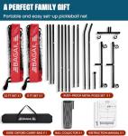 BAGAIL Portable Pickleball Net Set with Wheels, 22 FT Regulation Size & 11 FT Half Court Size 2-in-1 Pickle Ball Net with Ball Collector, Carry Bag, Easy Setup for Outdoor Indoor Driveway - Red