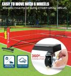 BAGAIL Portable Pickleball Net Set with Wheels, 22 FT Regulation Size & 11 FT Half Court Size 2-in-1 Pickle Ball Net with Ball Collector, Carry Bag, Easy Setup for Outdoor Indoor Driveway - Red