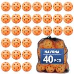 Navona 40 Pack Premium 26-Holes Orange Indoor Pickleball Balls, Meet USAPA Official Requirement, Perfectly Balanced, High Bounce True Flight, Durable Indoor Pickleball Set
