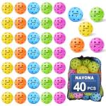 Navona 40 Pack Premium 40-Holes Multicolor Outdoor Pickleball Balls, Meet USAPA Official Requirement, Perfectly Balanced, High Bounce True Flight, Durable Outdoor Pickleball Set