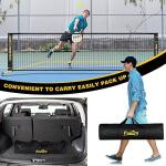 Portable Pickleball Net Set with Wheels, Regulation Size 22 FT & Half Court 11 FT, Steady Metal Frame Pickle Ball Net Set System with Carry Bag for Backyards, Driveways, and Garages (Black&Yellow)