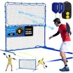 Pickleball Practice Rebounder Net with Pro Paddles Set for Dink Volley Solo Training Equipment, Mini Pickleball Net 2in1 Trainer for Outdoor Driveway Backyard and Indoor Garage, Easy Setup & Storage