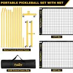 Portable Pickleball Net Set with Wheels, Regulation Size 22 FT & Half Court 11 FT, Steady Metal Frame Pickle Ball Net Set System with Carry Bag for Backyards, Driveways, and Garages (Black&Yellow)