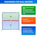 Pickleball Practice Rebounder Net with Pro Paddles Set for Dink Volley Solo Training Equipment, Mini Pickleball Net 2in1 Trainer for Outdoor Driveway Backyard and Indoor Garage, Easy Setup & Storage