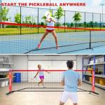 Portable Pickleball Net Set with Wheels, Regulation Size 22 FT & Half Court 11 FT, Steady Metal Frame Pickle Ball Net Set System with Carry Bag for Backyards, Driveways, and Garages (Black&Red)