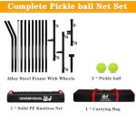 Hoverphenix Portable Pickleball Net with Wheels, 22FT Regulation Size Pickle Ball Net with Pickleballs, Carry Bag for Home, Driveway, Backyard, Indoor or Outdoor