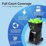 PP-Smart Pro Pickleball Machine – Portable Launcher with 100+ Ball Capacity, 5–7H Battery, App & Remote, 20–70 mph,1.6–6s/Ball,10 Modes, 20 Landing Points, for Intermediate to Advanced Players (Black)