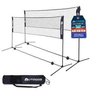 Outdoor Cruiser Portable Sports Net - Indoor and Outdoor for Badminton, Pickleball, Tennis, Soccer Tennis, and Volleyball, Adjustable Height (38-61 Inches), Durable Nylon and Rust-Resistant Steel Pole