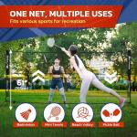 Outdoor Cruiser Portable Sports Net - Indoor and Outdoor for Badminton, Pickleball, Tennis, Soccer Tennis, and Volleyball, Adjustable Height (38-61 Inches), Durable Nylon and Rust-Resistant Steel Pole