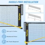 TYRSEN Portable Pickleball Net for Driveway, 22 FT Regulation Size & 11 FT Half Court Size Pickleball Net with Ball Collector, 2-in-1 Pickle Ball Net with Carry Bag for Outdoor Indoor Garages