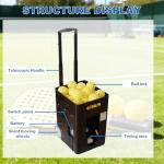 aromaoveite Portable Pickleball Launcher - Adjustable Speed/Height/Frequency, Practice Ball Launcher, App/Remote Control, 40-Ball Capacity, 4-Hour Battery Life, Multi-Mode Pickleball Training Device