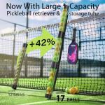 SELMOR 17 Balls Pickleball Ball Retriever & Ball Holder Storage with Strap, Back Saver for Pickleball Accessories, Quick for Pickleball Tube Ball Pickup