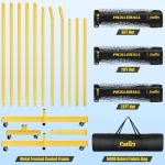 Pickleball Set Net with Wheels, Portable 3in1 Pickle Ball Net with Carry Bag- 3 Size Options, Designed for All Weather Conditions, Steady Metal Frame & Take Down for Practice & Games (Black&Yellow)