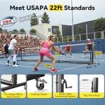 Pro Pickleball Net with Wheels, Hand Crank Tension System, 22ft Tournament IFP Regulation Size, Heavy Duty Frame, Anti-Sag, Locking Wheels, Perfect for Outdoor Court & Indoor Gym