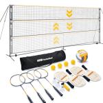 Haokelball Badminton Volleyball Pickleball Net Set, 22FT Portable All-in-One Nets System for Outdoor Beach Indoor with Adjustable Height, Includes Balls Rackets Pump Carry Bag