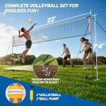 Haokelball Badminton Volleyball Pickleball Net Set, 22FT Portable All-in-One Nets System for Outdoor Beach Indoor with Adjustable Height, Includes Balls Rackets Pump Carry Bag