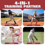 Furlihong 698TPCBH 4-in-1 Toss Machine for Baseball Tennis Pickleball and Cricket, Adjustable Height and Distance, Multi-Sport Training for Family and School Use