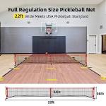 Bearwill Pickleball Net, 22 FT Pickleball Net for Driveway, Regulation Size Portable Pickle Ball Net for Outdoor Backyard, Steady Metal Frame with Court Marker, Ball Holder, 4 Pickleballs & Carry Bag