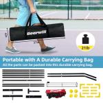 Bearwill Pickleball Net, 22 FT Pickleball Net for Driveway, Regulation Size Portable Pickle Ball Net for Outdoor Backyard, Steady Metal Frame with Court Marker, Ball Holder, 4 Pickleballs & Carry Bag