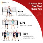 NEWBULIG Portable Badminton Net Set, 10FT/14FT/17FT Wide, Adjustable Height Multi Sport Net for Pickleball, Tennis, Volleyball, Soccer Tennis, Indoor Outdoor with Carry Bag, Easy Setup for Backyard
