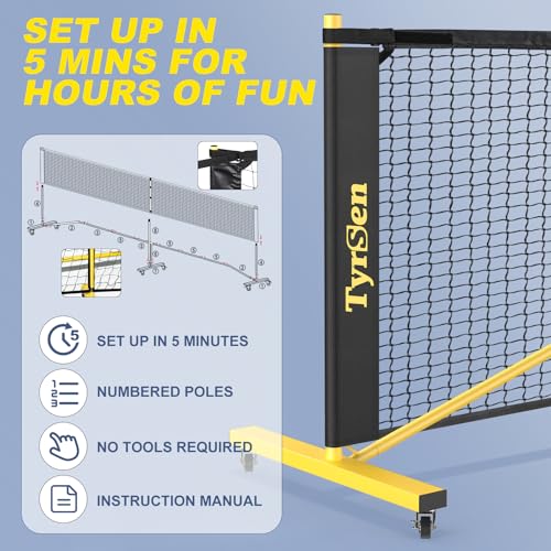 Portable 22FT Pickleball Net on Wheels