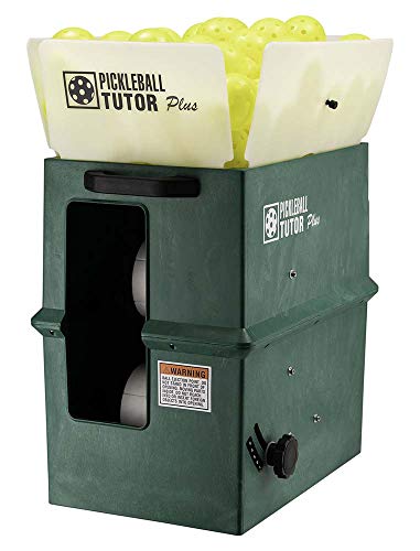 Pickleball Tutor Plus model. Variable TOPSPIN and BACKSPIN. Made in USA by #1 Pickleball Machine company.