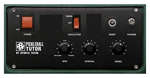 Pickleball Tutor Plus model. Variable TOPSPIN and BACKSPIN. Made in USA by #1 Pickleball Machine company.