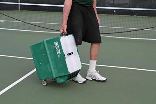 Pickleball Tutor Plus model. Variable TOPSPIN and BACKSPIN. Made in USA by #1 Pickleball Machine company.