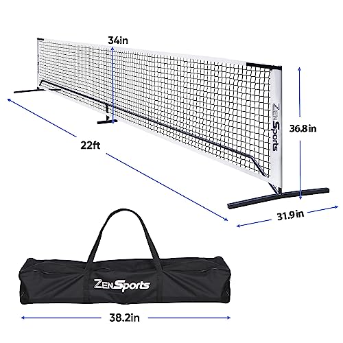 ZENY Portable Pickleball Net Set System with Metal Frame and 22FT Regulation Size Pickball Net with Carry Bag for Backyard, Driveways, Outdoor Game