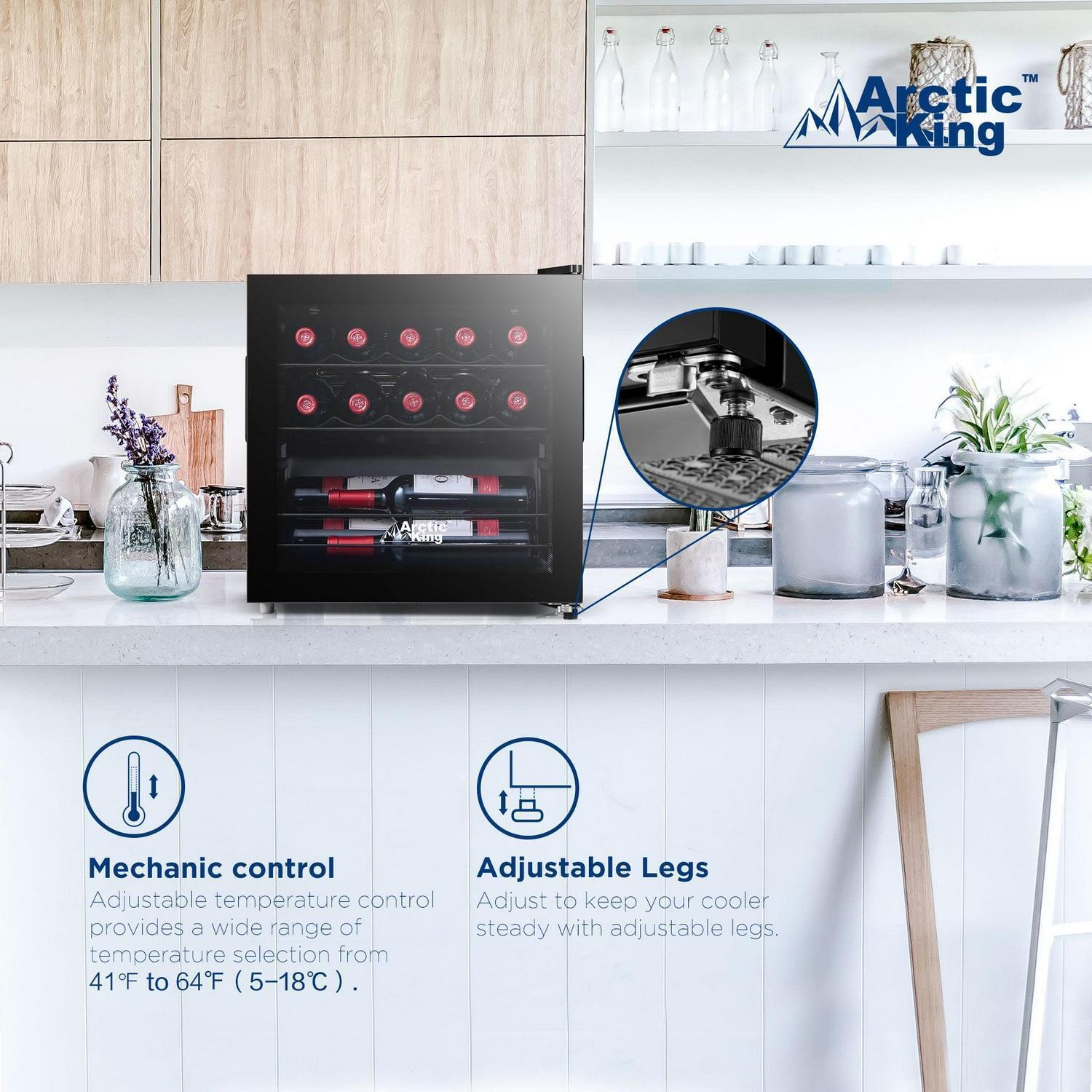 Arctic King 14-Bottle Wine Cooler, Full Glass Door