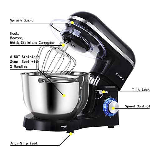 Aucma 6.5QT 660W Stand Mixer with 6-Speed