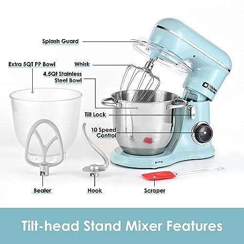Stand Mixer with 2 Bowls, 10 Speeds, Attachments