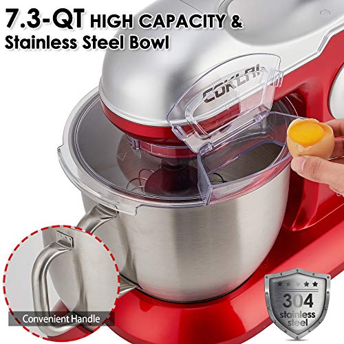 COKLAI Electric Stand Mixer with 7.3-Qt Stainless Bowl