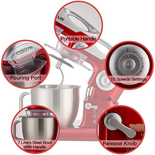 COKLAI Electric Stand Mixer with 7.3-Qt Stainless Bowl