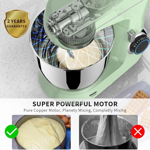 Green Stand Mixer with 5.5 QT Stainless Bowl