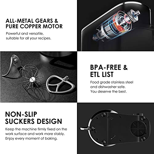 COOKLEE 9.5 Qt. Electric Stand Mixer, 660W Silver