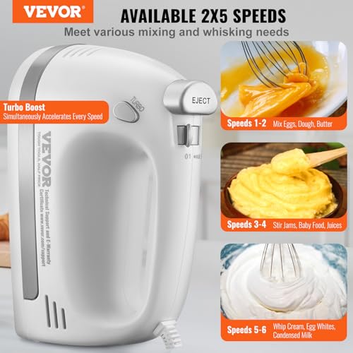 VEVOR Electric Hand Mixer with Turbo Boost & Storage Case