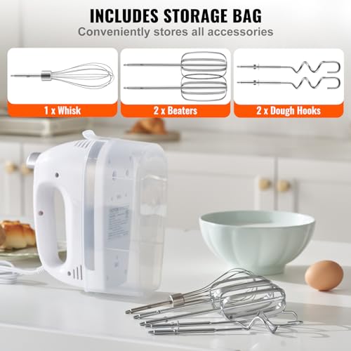 VEVOR Electric Hand Mixer with Turbo Boost & Storage Case