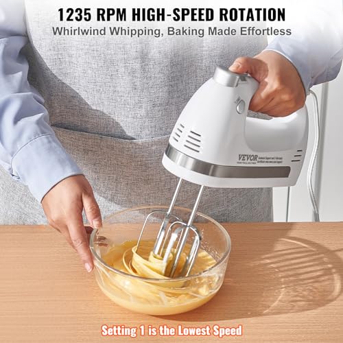 VEVOR Electric Hand Mixer with Turbo Boost & Storage Case