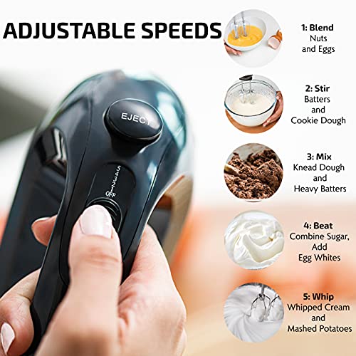 OVENTE Portable 5 Speed Electric Hand Mixer Kit