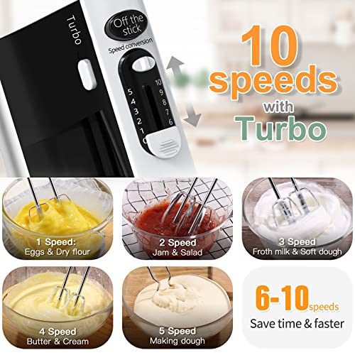 Powerful 600W Electric Hand Mixer with 10 Speeds