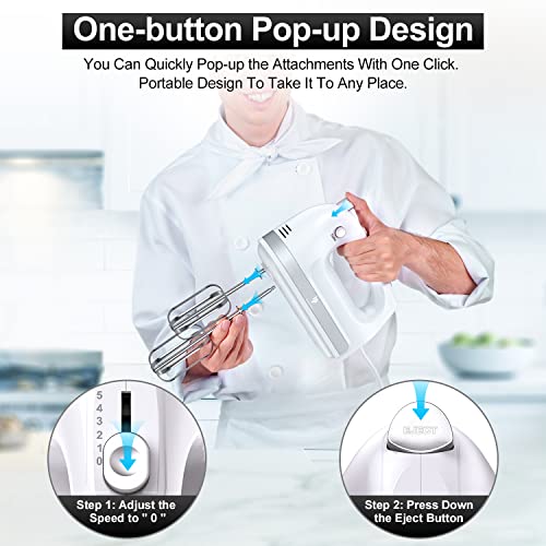 400W LILPARTNER Hand Mixer with 5 Speeds & Accessories